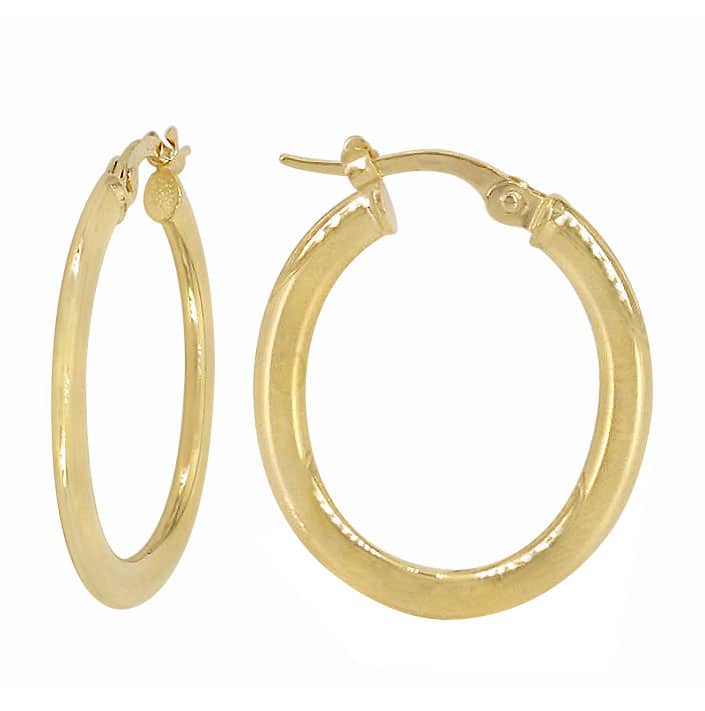 1.1/" 27mm 14k Yellow or White Gold 3.5mm/"O/" Shaped Oval Hoop Earrings
